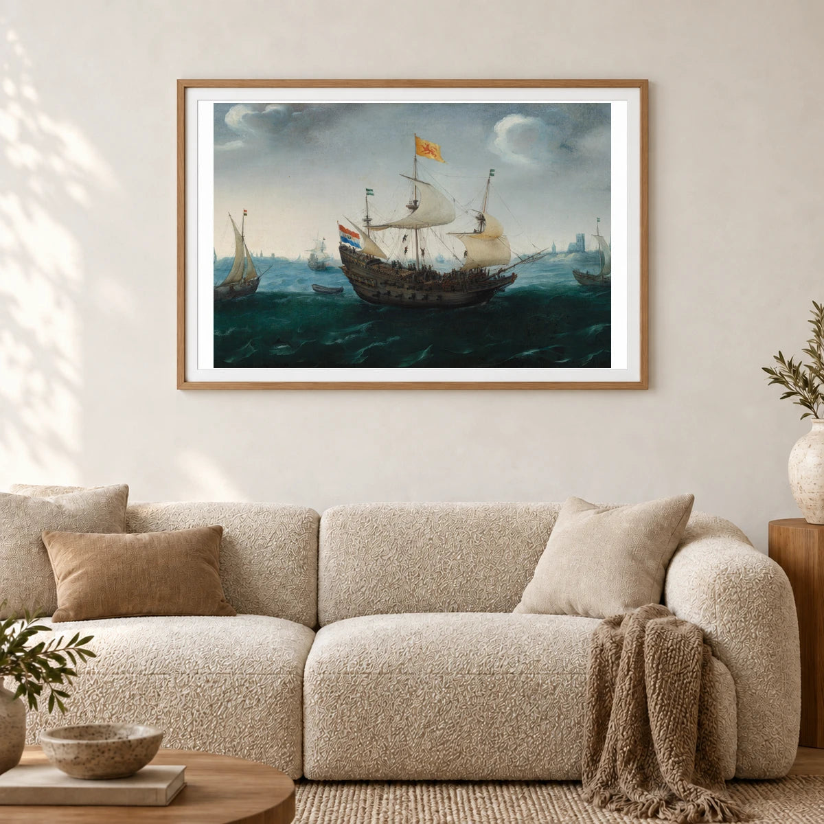 A Fleet At Sea 2021.97.1 — Famous Paintings shown in a styled interior