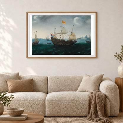 A Fleet At Sea 2021.97.1 — Famous Paintings shown in a styled interior
