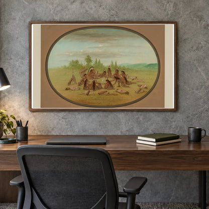 A Foot War Party In Council Mandan 1965.16.84 — Famous Paintings shown in a styled interior