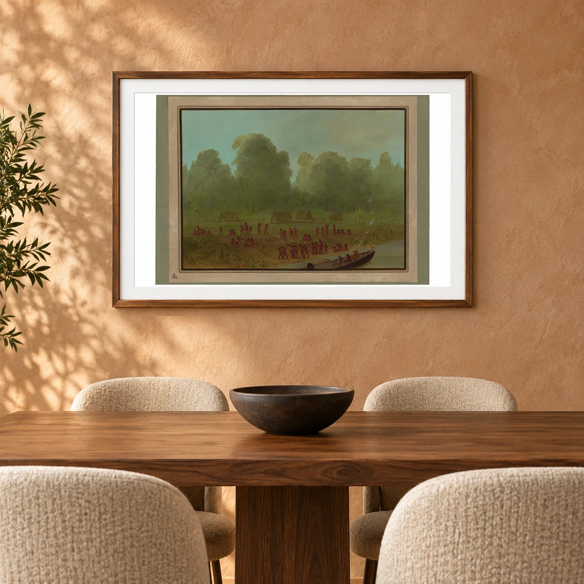 A Mayoruna Village 1965.16.282 — Famous Paintings shown in a styled interior