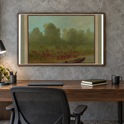 A Mayoruna Village 1965.16.282 — Famous Paintings shown in a styled interior