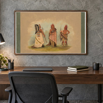 A Pawnee Chief With Two Warriors 1965.16.61 — Famous Paintings shown in a styled interior