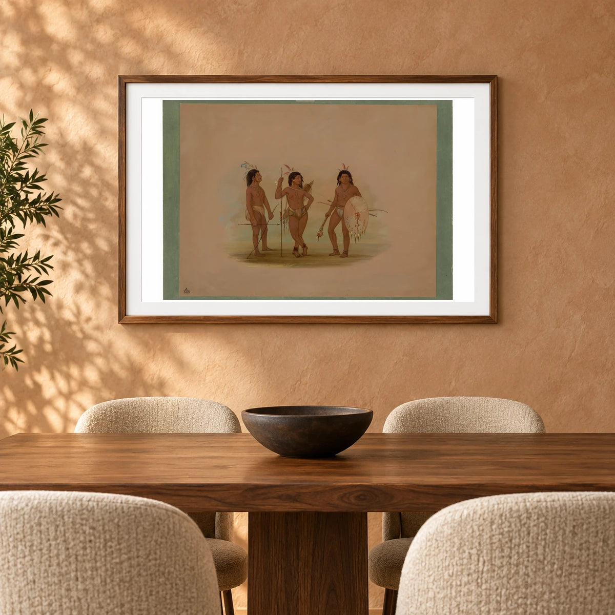 A Puelchee Chief And Two Young Warriors 1965.16.251 — Famous Paintings shown in a styled interior