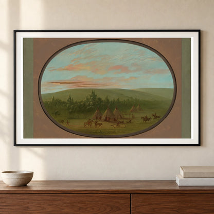 A Sioux Village 1965.16.12 — Famous Paintings shown in a styled interior