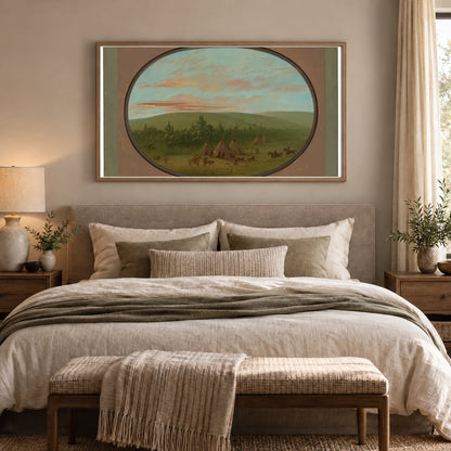 A Sioux Village 1965.16.12 — Famous Paintings shown in a styled interior