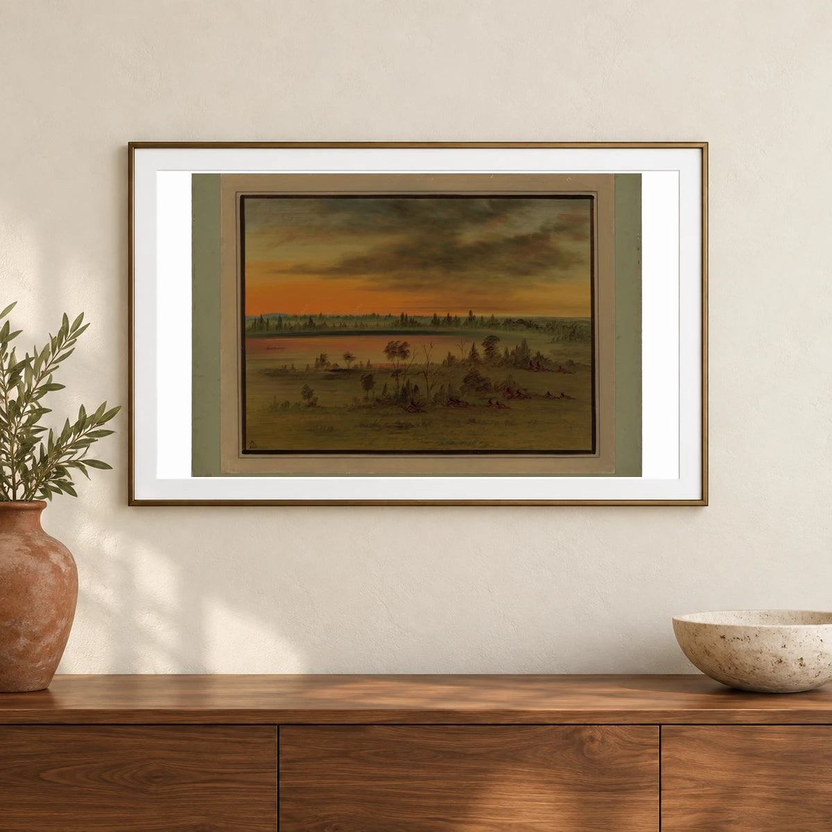 A Sioux War Party 1965.16.15 — Famous Paintings shown in a styled interior