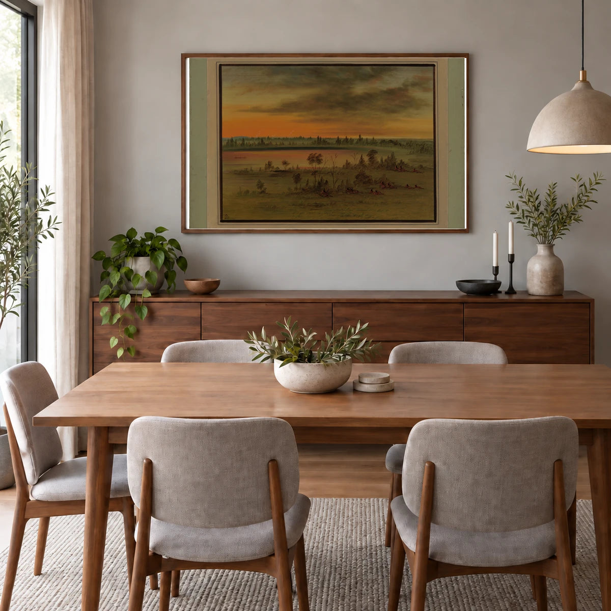 A Sioux War Party 1965.16.15 — Famous Paintings shown in a styled interior