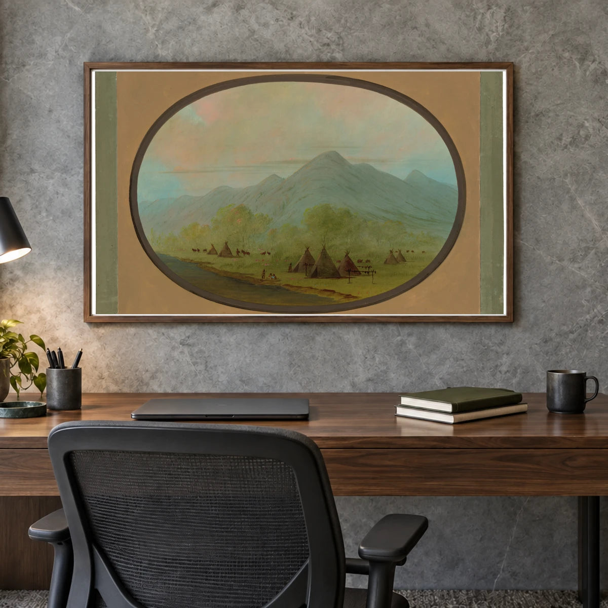 A Small Crow Village 1965.16.26 — Famous Paintings shown in a styled interior