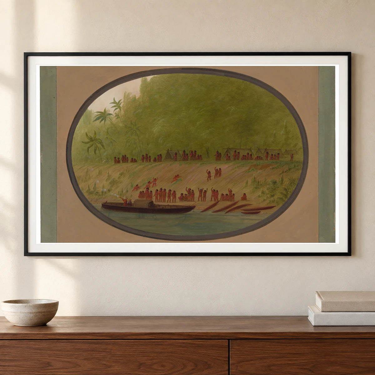 A Small Orejona Village 1965.16.279 — Famous Paintings shown in a styled interior
