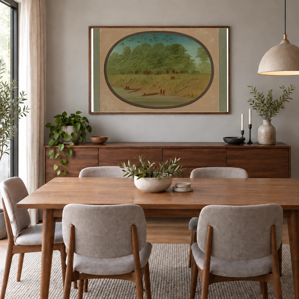 A Small Village Payaguas Indians 1965.16.303 — Famous Paintings shown in a styled interior