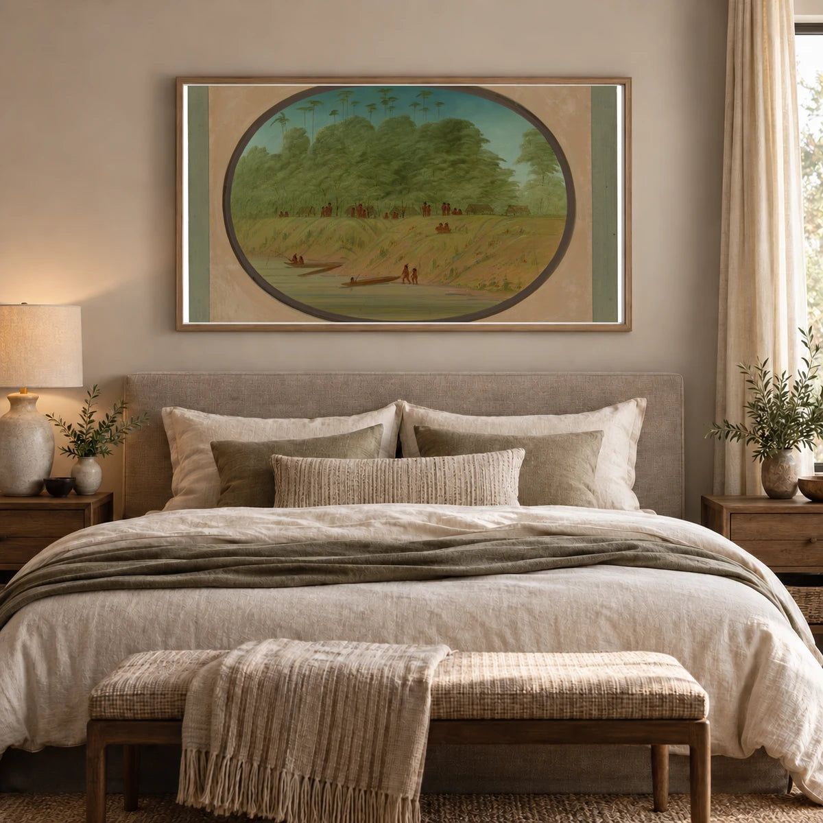 A Small Village Payaguas Indians 1965.16.303 — Famous Paintings shown in a styled interior
