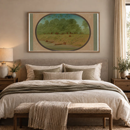A Small Village Payaguas Indians 1965.16.303 — Famous Paintings shown in a styled interior