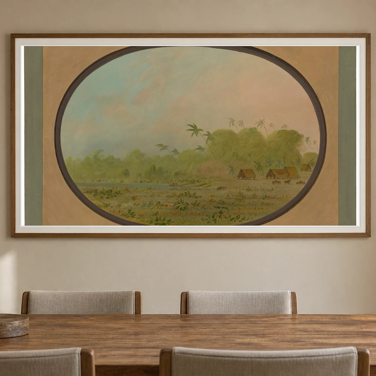 A Small Village Of Remos Indians 1965.16.304 — Famous Paintings shown in a styled interior