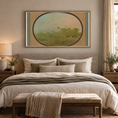 A Small Village Of Remos Indians 1965.16.304 — Famous Paintings shown in a styled interior