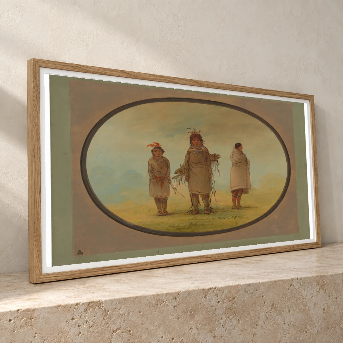 A Stone Warrior, His Wife, And A Boy 1965.16.161 — Famous Paintings famous paintings print by SaamCrafts