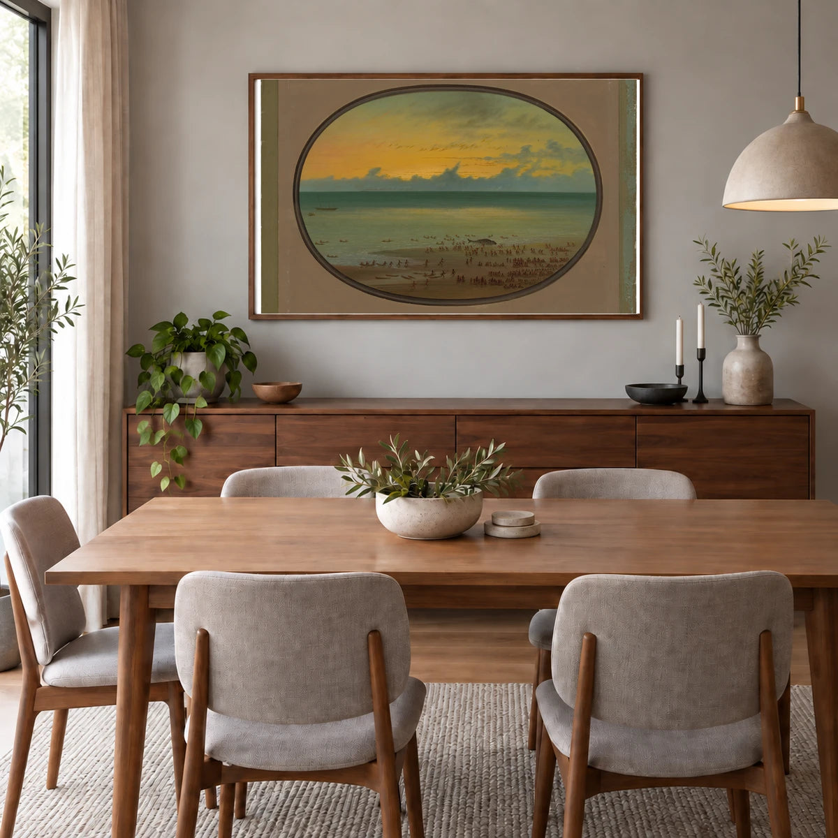 A Whale Ashore Klahoquat 1965.16.214 — Famous Paintings shown in a styled interior