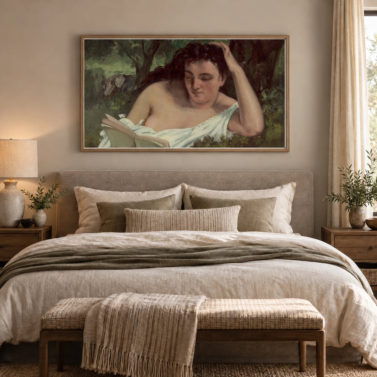 A Young Woman Reading 1963.10.114 — Famous Paintings shown in a styled interior