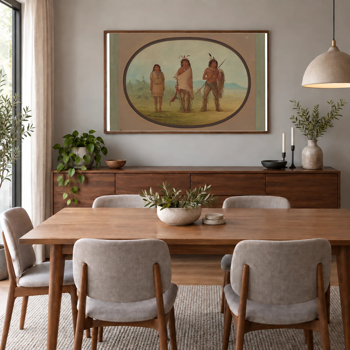 A Yuma Chief, His Daughter, And A Warrior 1965.16.172 — Famous Paintings shown in a styled interior