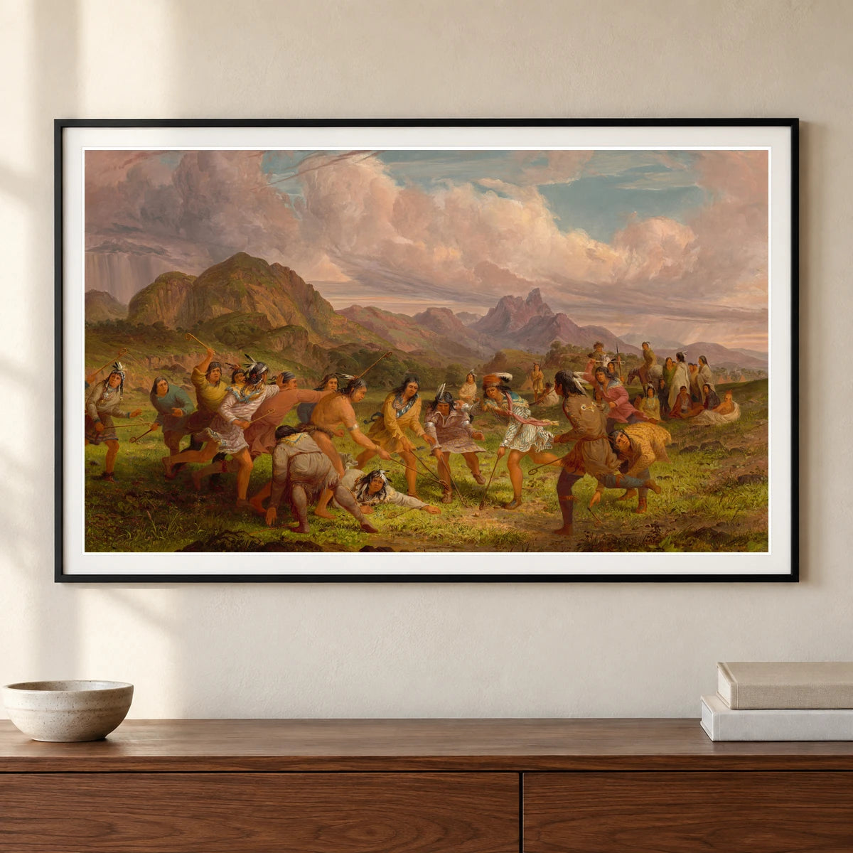 Ball Playing Among The Sioux Indians 2014.79.46 — Famous Paintings shown in a styled interior