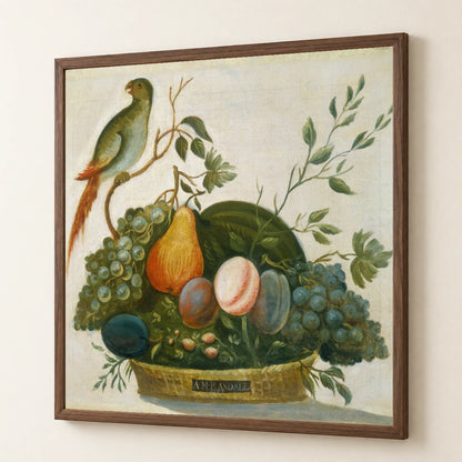Basket Of Fruit With Parrot 1980.62.20 — Famous Paintings famous paintings print by SaamCrafts