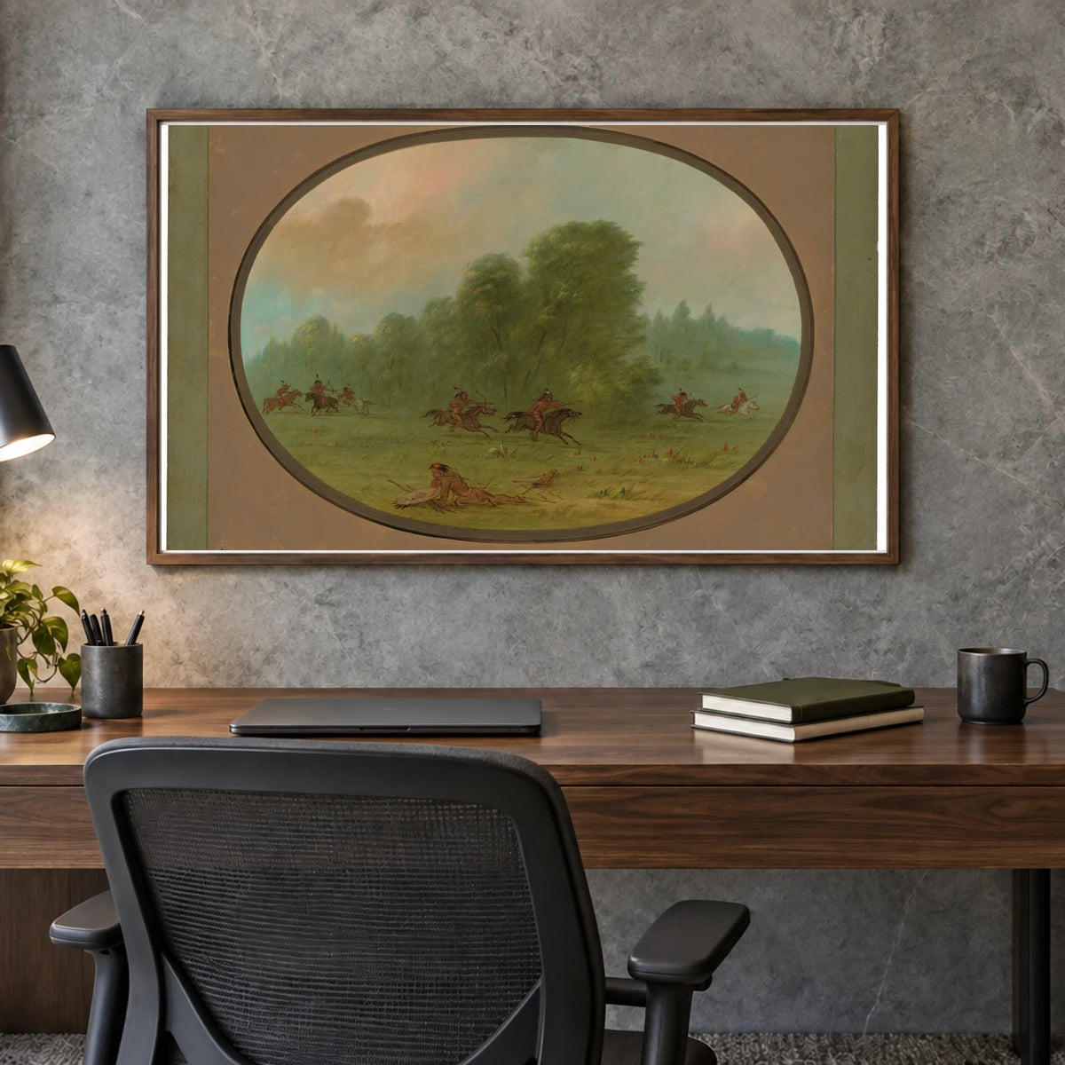 Battle Between The Jiccarilla Apachees And Camanchees 1965.16.52 — Famous Paintings shown in a styled interior