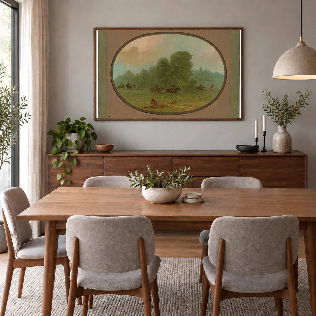 Battle Between The Jiccarilla Apachees And Camanchees 1965.16.52 — Famous Paintings shown in a styled interior