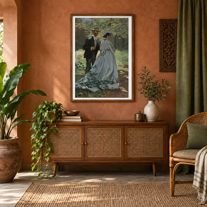 Bazille And Camille (study For Dejeuner Sur L Herbe ) 1970.17.41 — Famous Paintings shown in a styled interior
