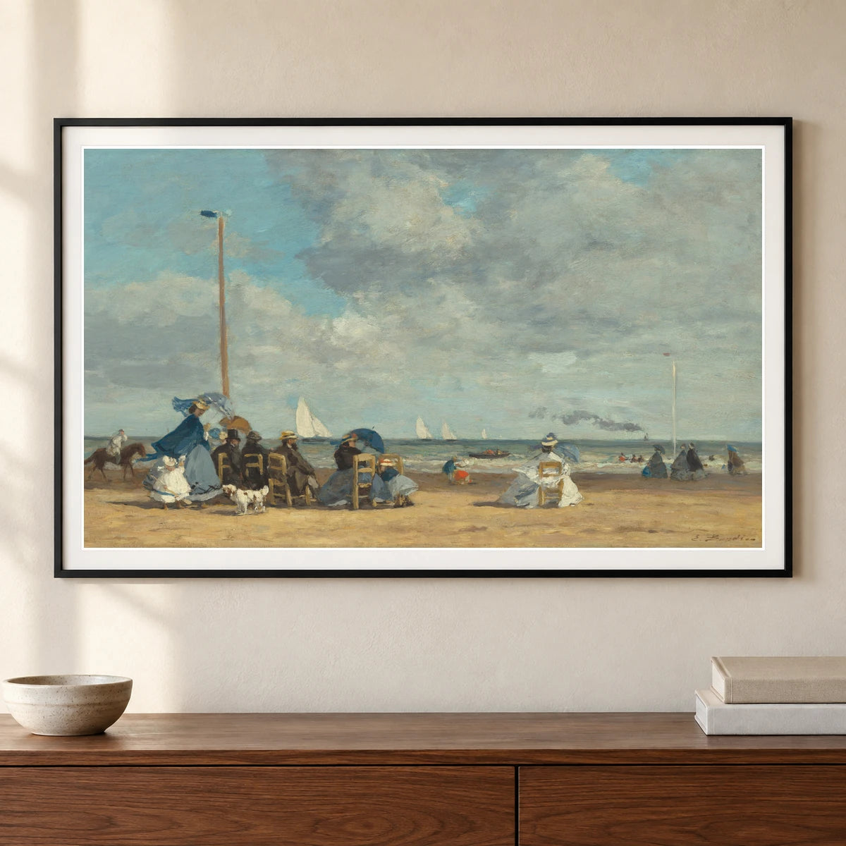 Beach At Trouville 1970.17.12 — Famous Paintings shown in a styled interior
