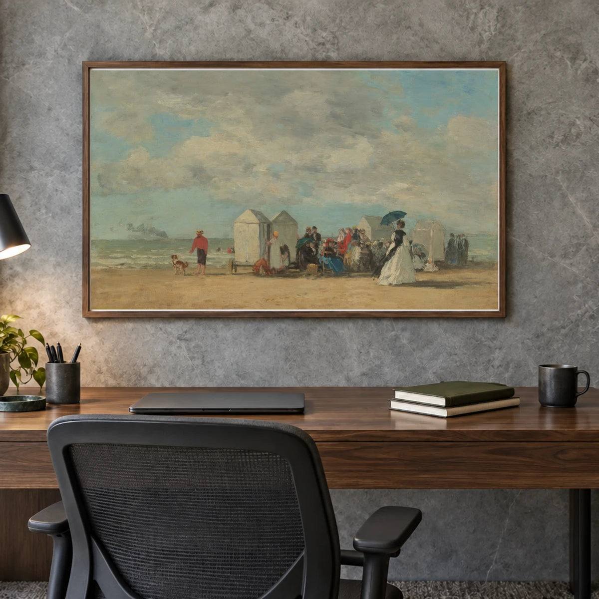 Beach Scene 1983.1.13 — Famous Paintings shown in a styled interior