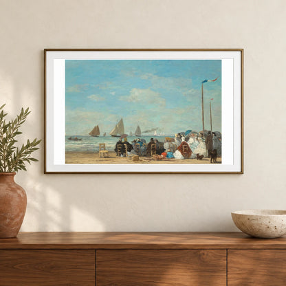 Beach Scene At Trouville 1983.1.14 — Famous Paintings shown in a styled interior