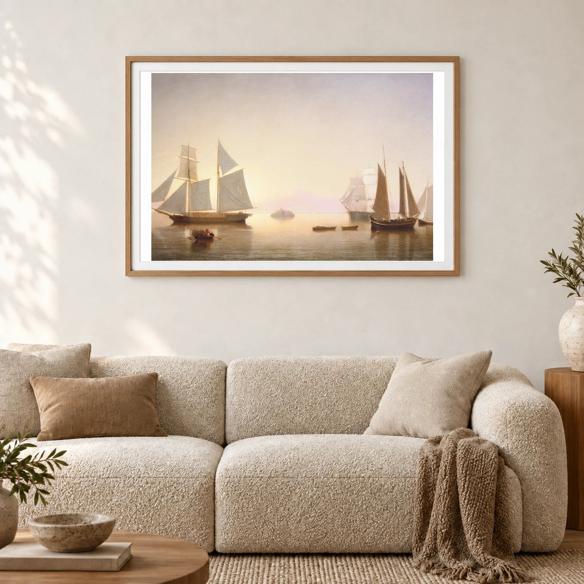 Becalmed Off Halfway Rock 1992.51.8 — Famous Paintings shown in a styled interior