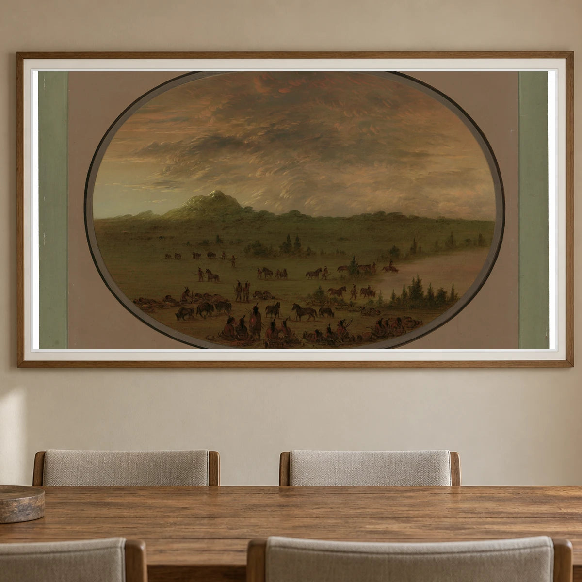 Bivouac Of A Sioux War Party At Sunrise 1965.16.18 — Famous Paintings shown in a styled interior