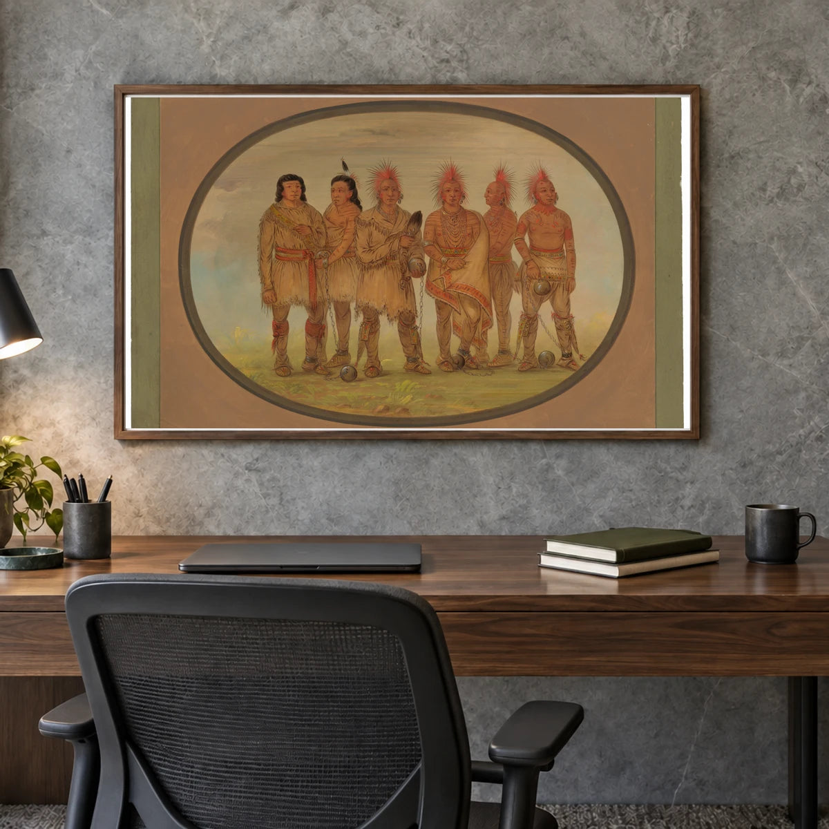 Black Hawk And Five Other Saukie Prisoners 1965.16.95 — Famous Paintings shown in a styled interior