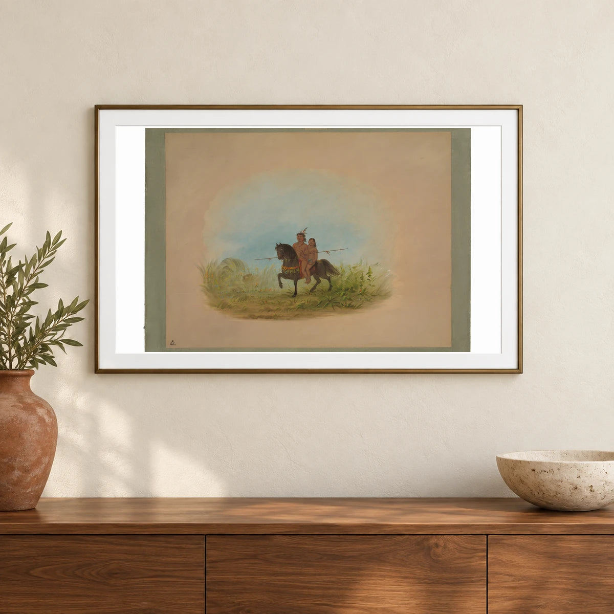 Bride And Groom On Horseback Connibo 1965.16.232 — Famous Paintings shown in a styled interior