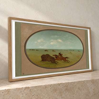Buffalo Chase, Sioux Indians, Upper Missouri 1965.16.10 — Famous Paintings famous paintings print by SaamCrafts