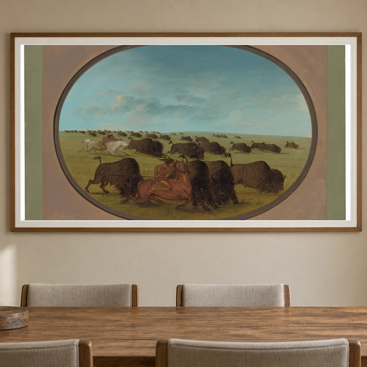 Buffalo Chase, With Accidents 1965.16.176 — Famous Paintings shown in a styled interior