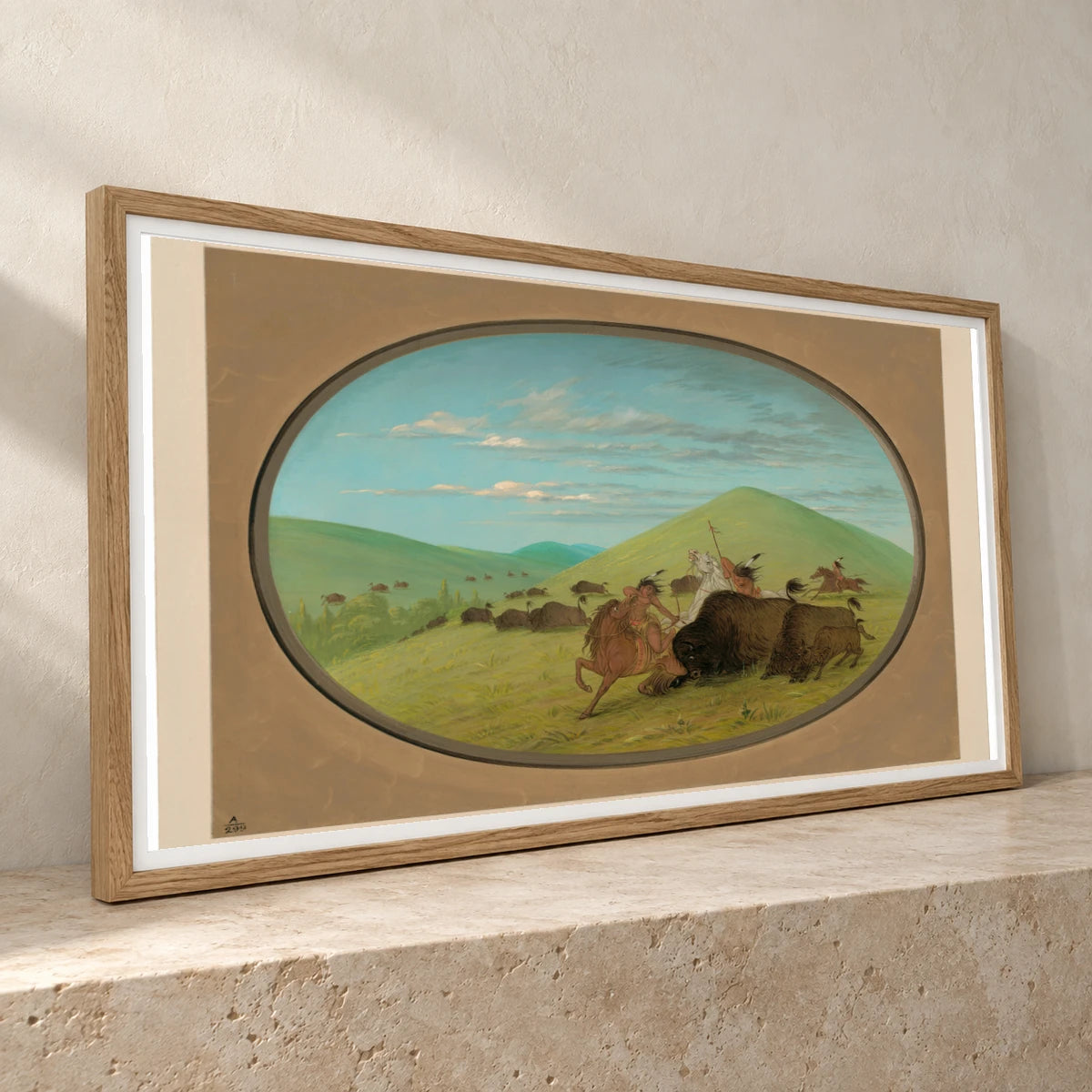 Buffalo Chase Bulls Protecting The Calves 1965.16.179 — Famous Paintings famous paintings print by SaamCrafts