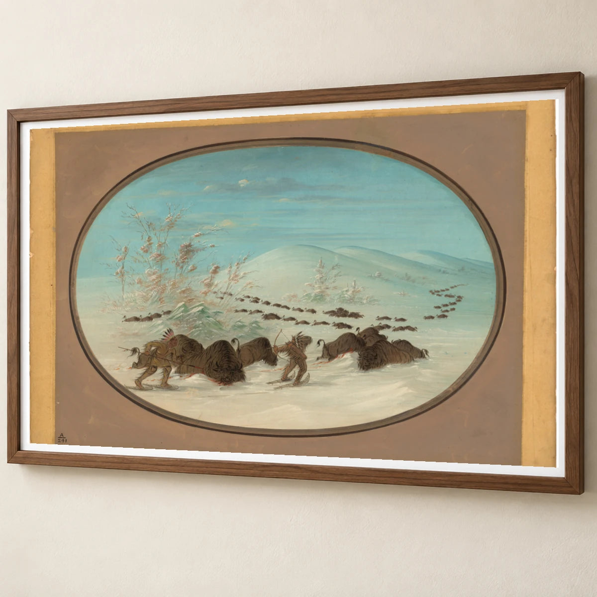 Buffalo Chase In The Snow Drifts Ojibbeway 1965.16.129 — Famous Paintings famous paintings print by SaamCrafts