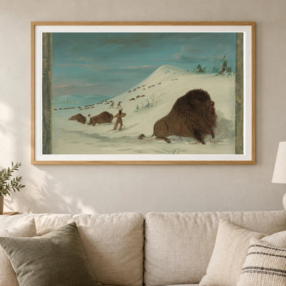 Buffalo Lancing In The Snow Drifts Sioux 1965.16.345 — Famous Paintings shown in a styled interior