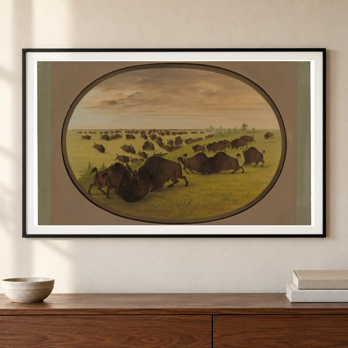 Bulls Fighting 1965.16.180 — Famous Paintings shown in a styled interior