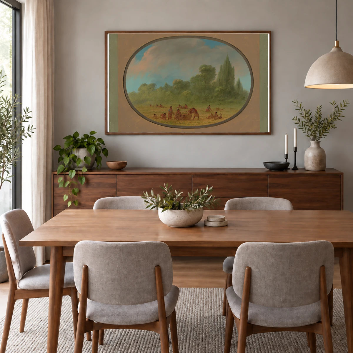 Caddoe Indians Gathering Wild Strawberries 1965.16.211 — Famous Paintings shown in a styled interior