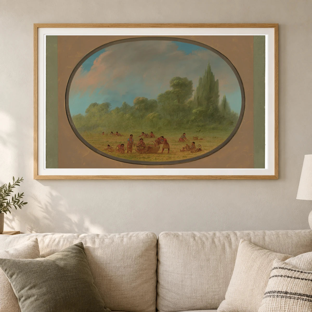 Caddoe Indians Gathering Wild Strawberries 1965.16.211 — Famous Paintings shown in a styled interior
