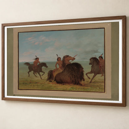 Camanchees Lancing A Buffalo Bull 1965.16.204 — Famous Paintings famous paintings print by SaamCrafts