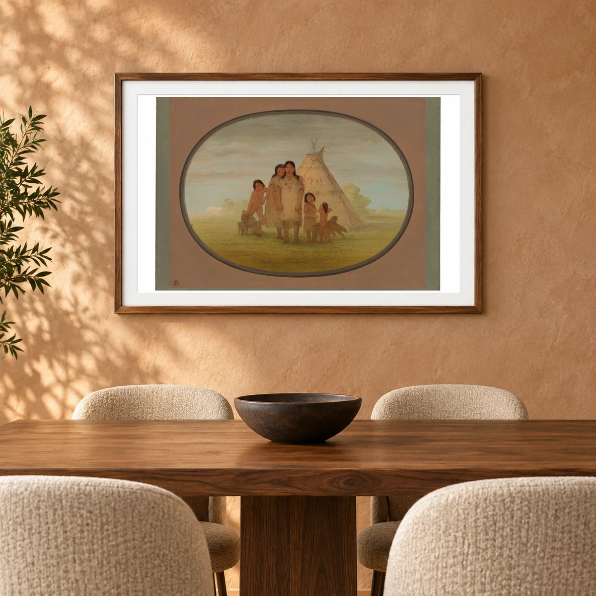Camanchee Chief S Children And Wigwam 1965.16.49 — Famous Paintings shown in a styled interior