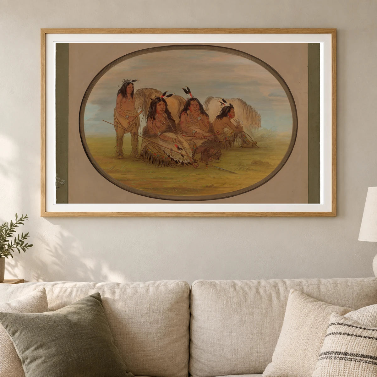Camanchee Chief With Three Warriors 1965.16.48 — Famous Paintings shown in a styled interior