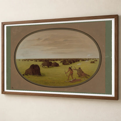 Catlin And Indian Attacking Buffalo 1965.16.177 — Famous Paintings famous paintings print by SaamCrafts
