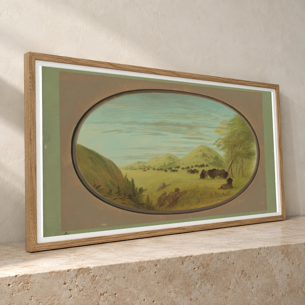 Catlin And Two Companions Shooting Buffalo 1965.16.197 — Famous Paintings famous paintings print by SaamCrafts