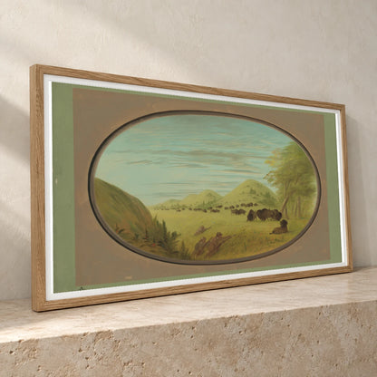 Catlin And Two Companions Shooting Buffalo 1965.16.197 — Famous Paintings famous paintings print by SaamCrafts