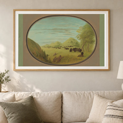 Catlin And Two Companions Shooting Buffalo 1965.16.197 — Famous Paintings shown in a styled interior