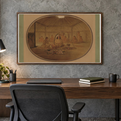 Catlin Feasted By The Mandan Chief 1965.16.80 — Famous Paintings shown in a styled interior